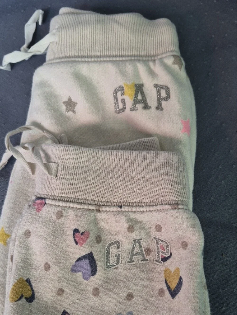 Baby GAP Girls 4T Lot Of 2 Pastel Star & Heart Joggers Pull On Pant Playwear